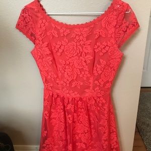 Coral lace dress
